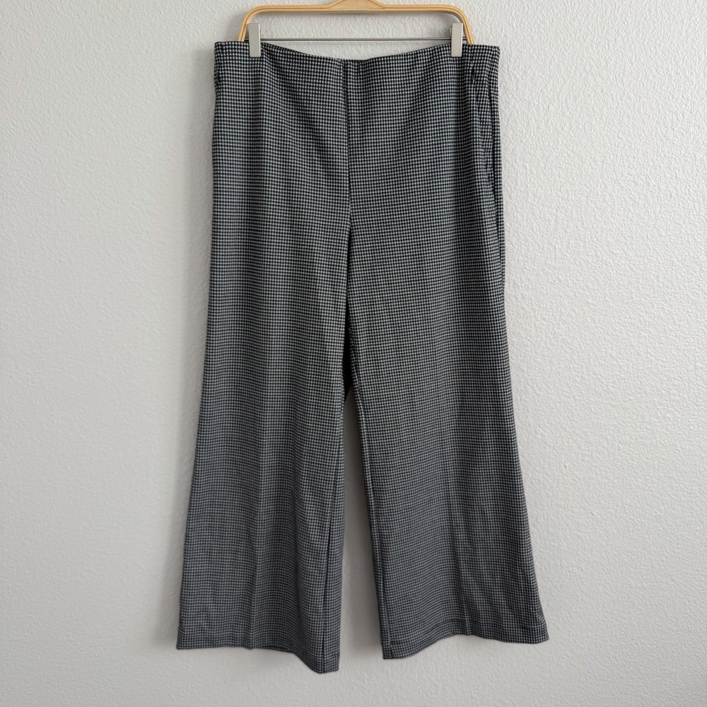 LOFT women's XL 12 14 Pants Pull On Houndstooth Wide Leg Trouser Stretch Pockets